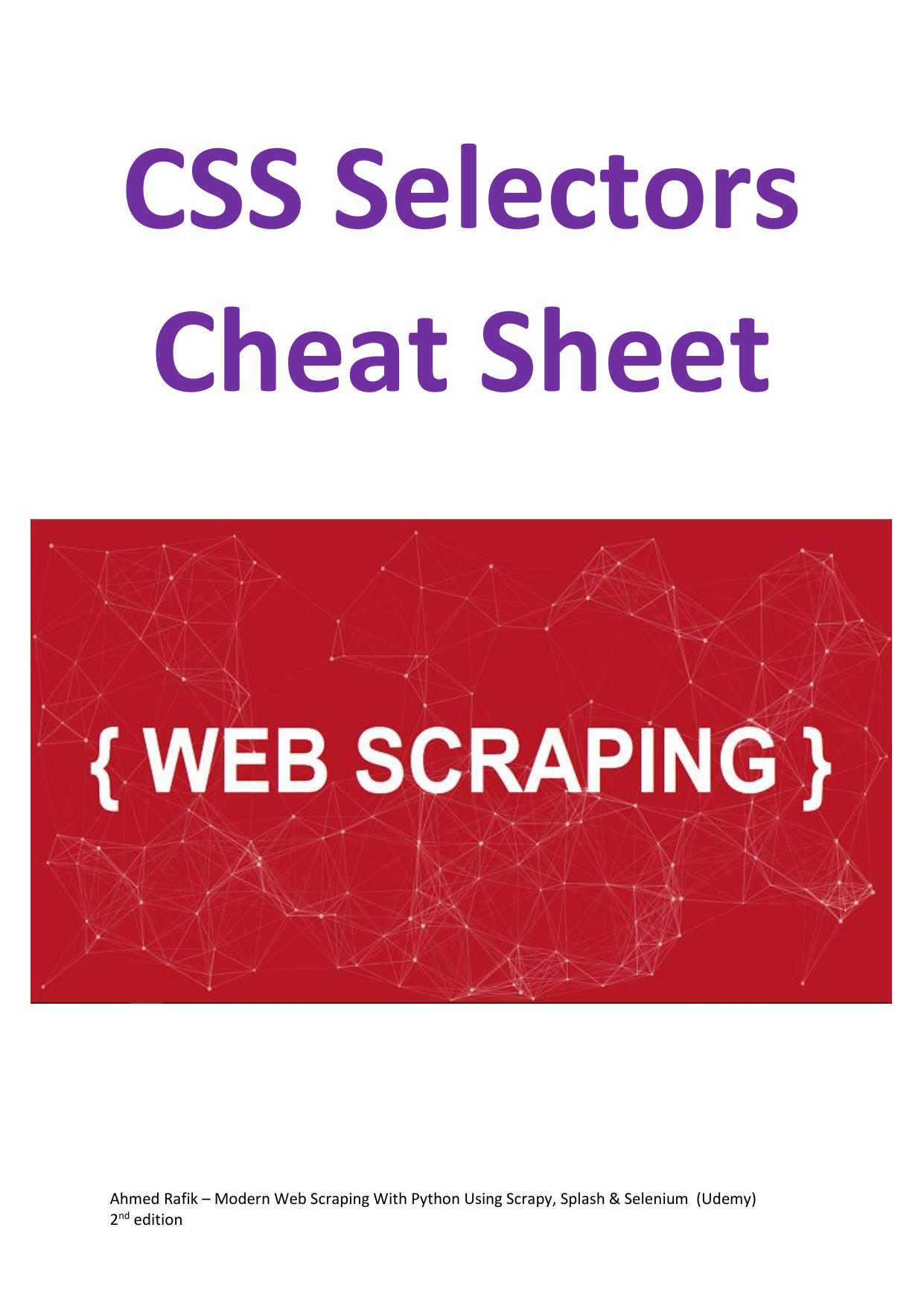 3.1 CSS Selectors for web scraping cheatsheet(modern).pdf by Ahmed Rafik Djerah