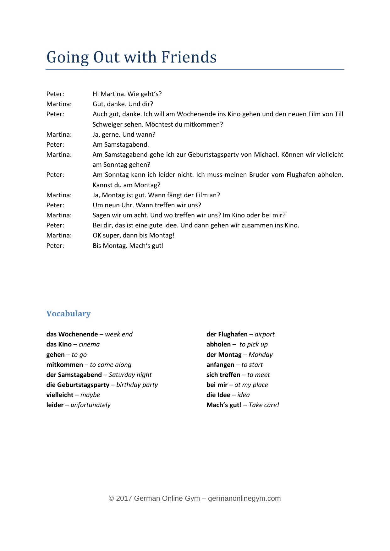 3.1 Going out with Friends Vocabulary.pdf by Ingo