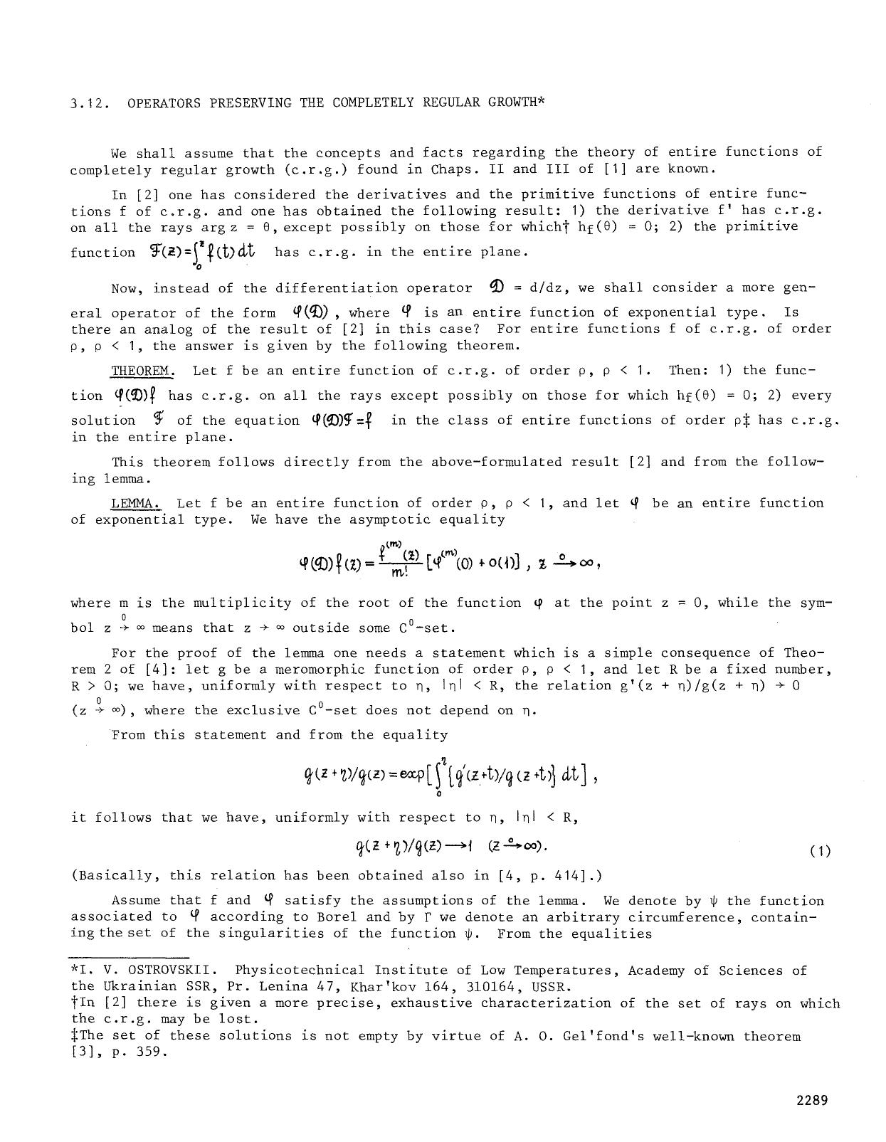 3.12. Operators preserving the completely regular growth by Operators preserving the completely regular growth (2s)