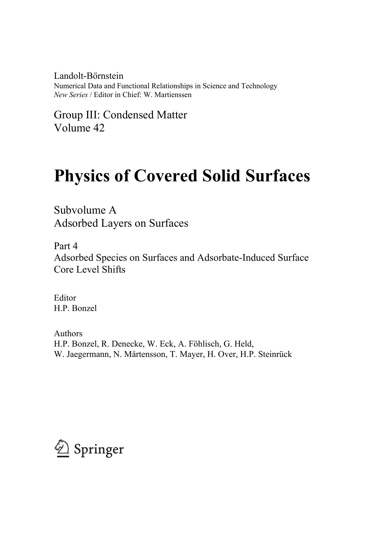 3.4.2 Adsorption of C, N, and O on metal surfaces; 3.4 Non-metallic atomic adsorbates on metals and semiconductors; 3 Data: Adsorbate properties by H. Over; Editor: H.-P. Bonzel