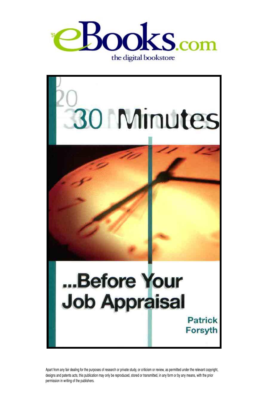 30 Minutes Before Your Job Appraisal (30 Minutes) by Patrick Forsyth