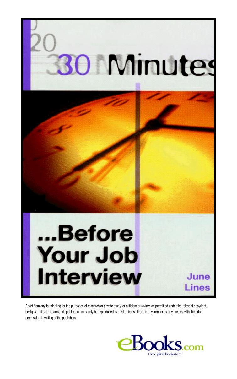 30 Minutes Before a Job Interview (30 Minutes Series) by June Lines