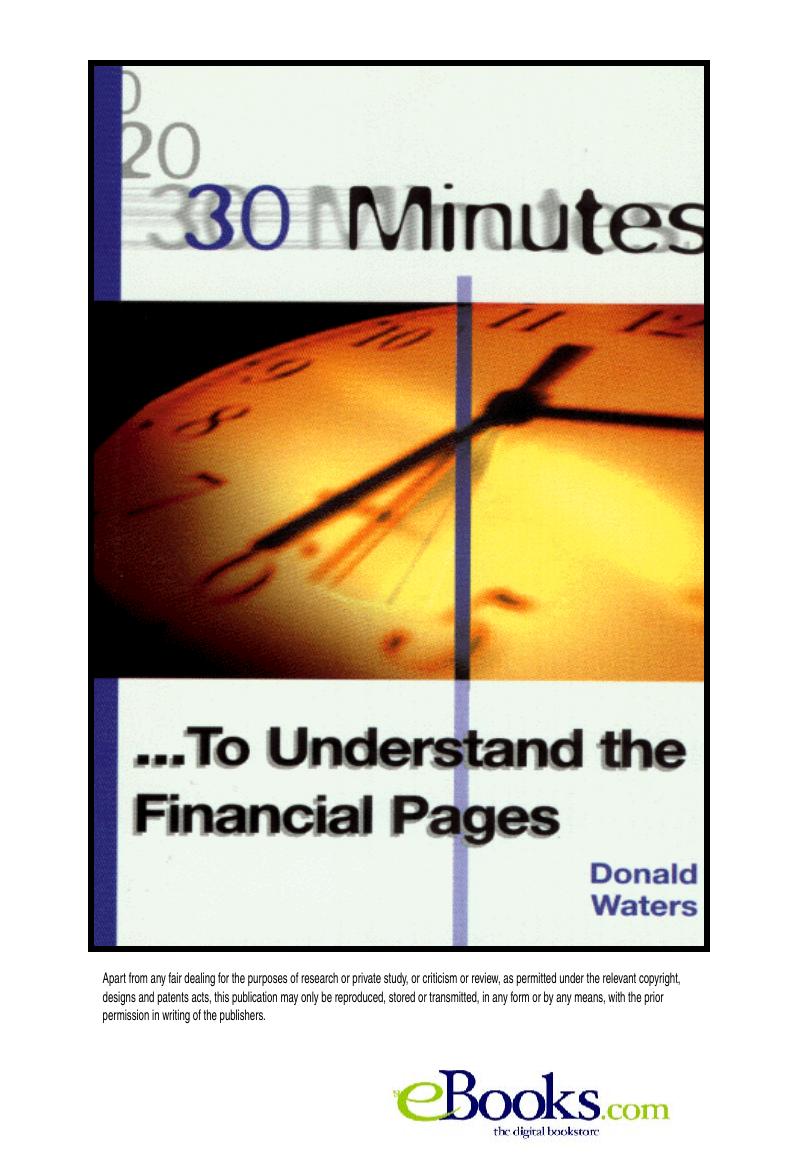 30 Minutes to Understand the Financial Pages by C.D.J. Waters