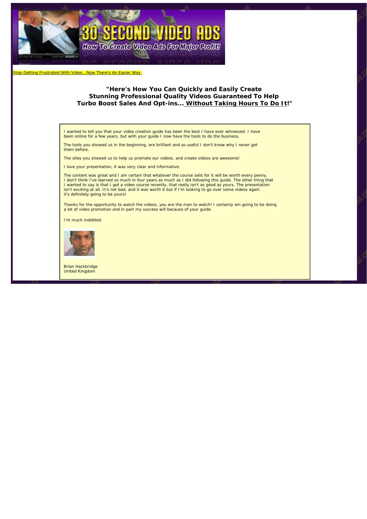 30 Second Cash Video Ads! by Best of Kuszter's Collection