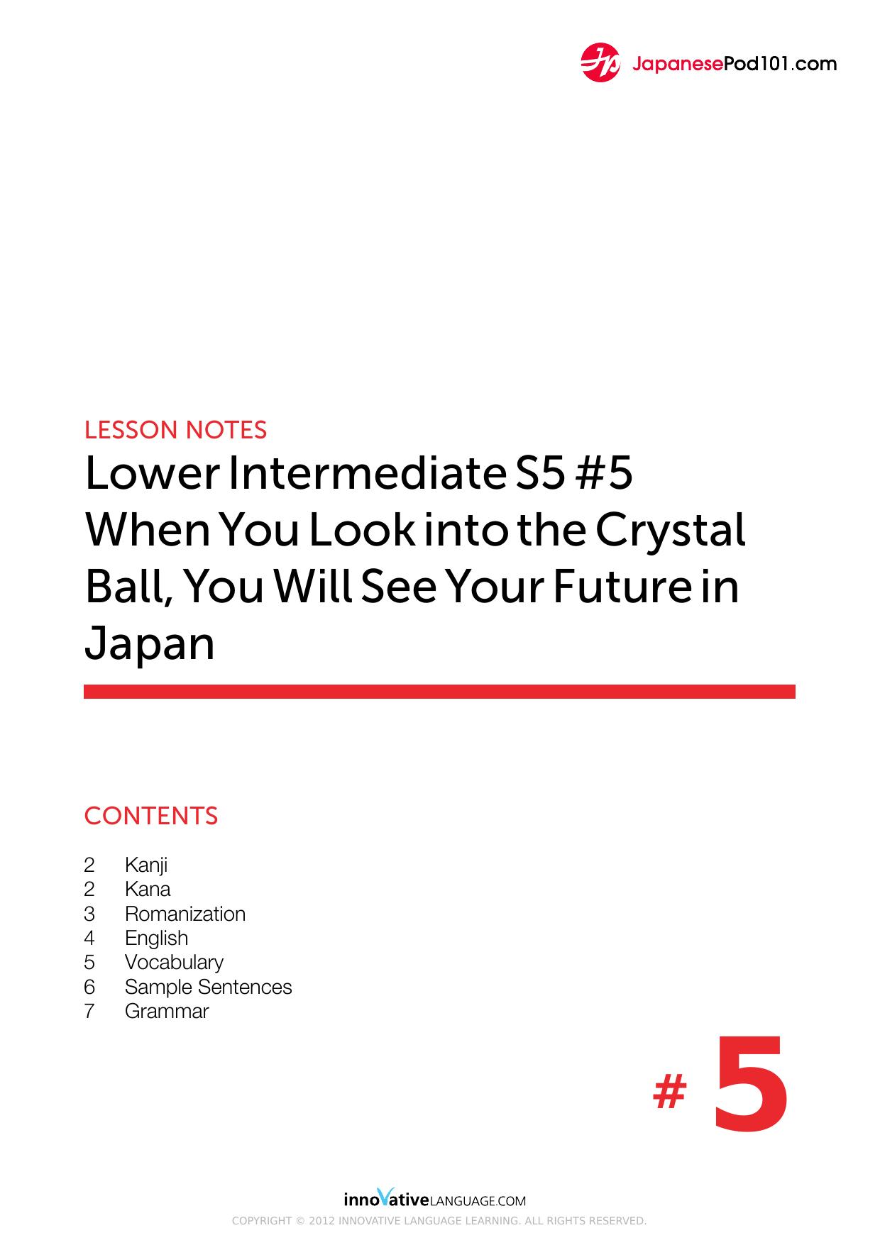 30. When You Look into the Crystal Ball, You Will See Your Future in Japan by Lesson Notes