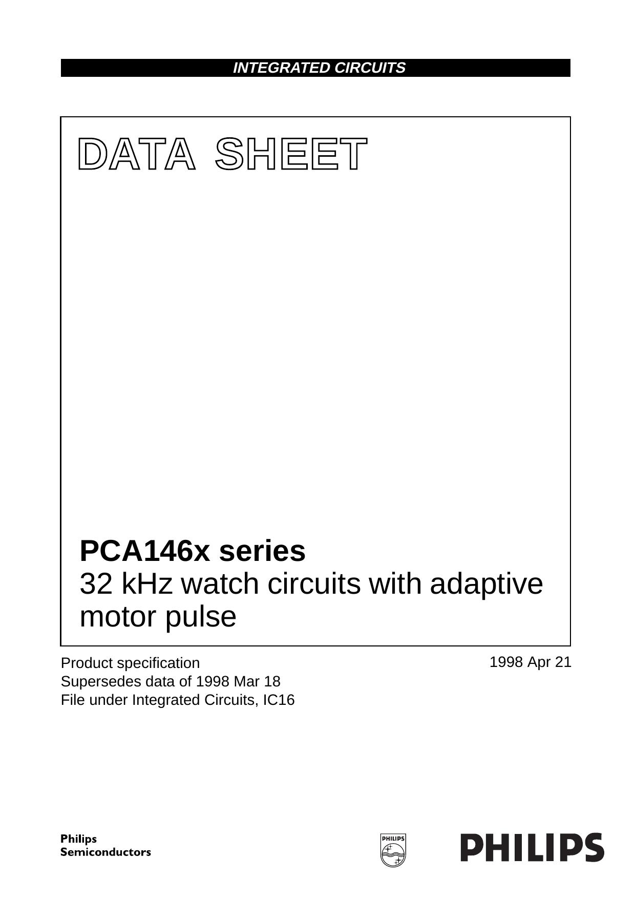 32 kHz watch circuits with adaptive motor pulse by Philips Semiconductors