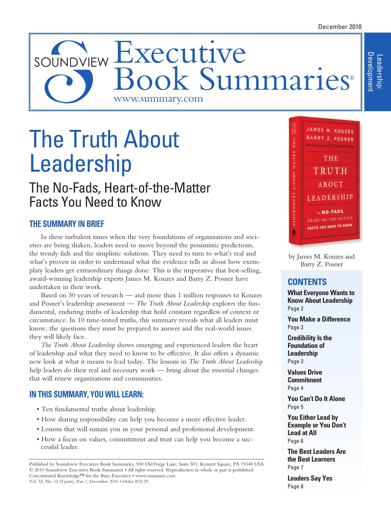 3229 The Truth About Leadership.qxd by James M. Kouzes and Barry Z. Posner