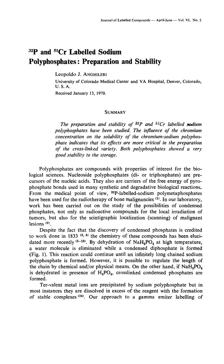 32P and 51Cr labelled sodium polyphosphates: Preparation and stability by Unknown