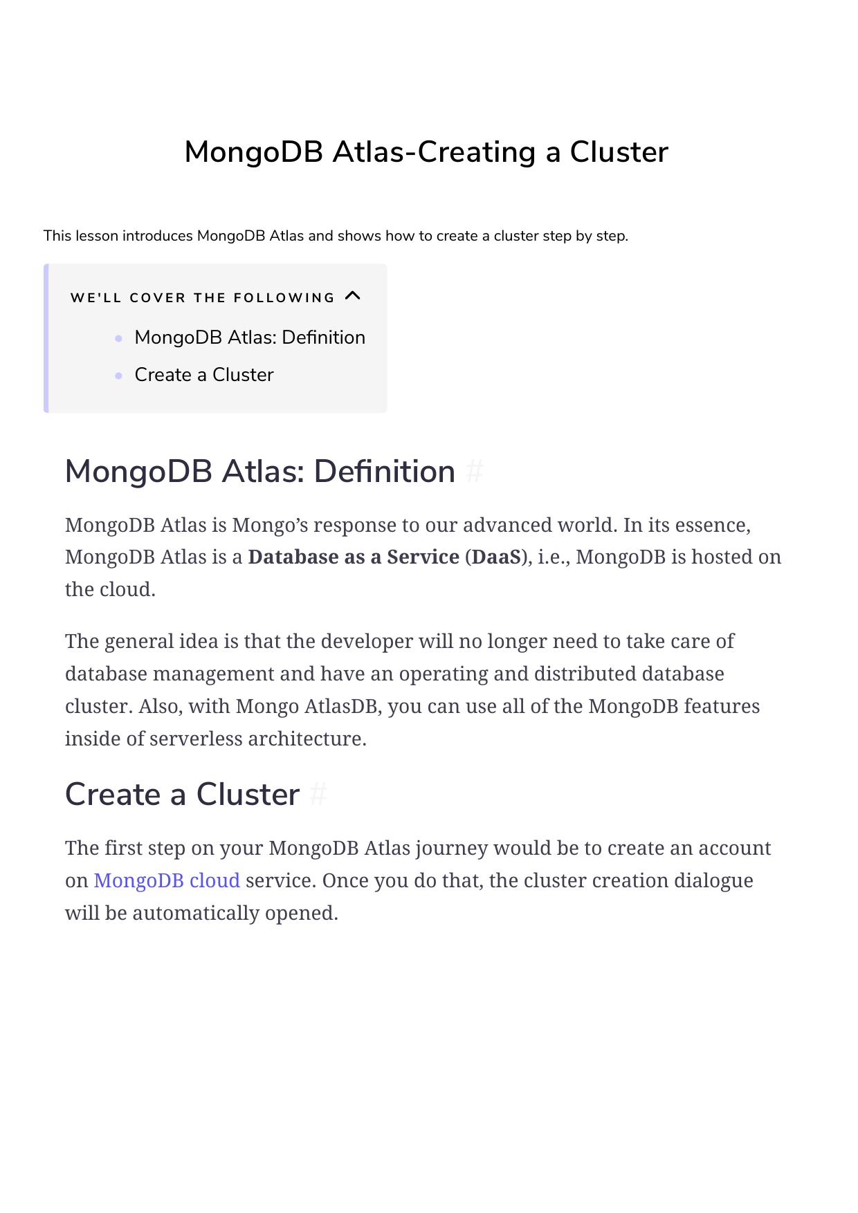 33 MongoDB Atlas Creating a Cluster by Unknown