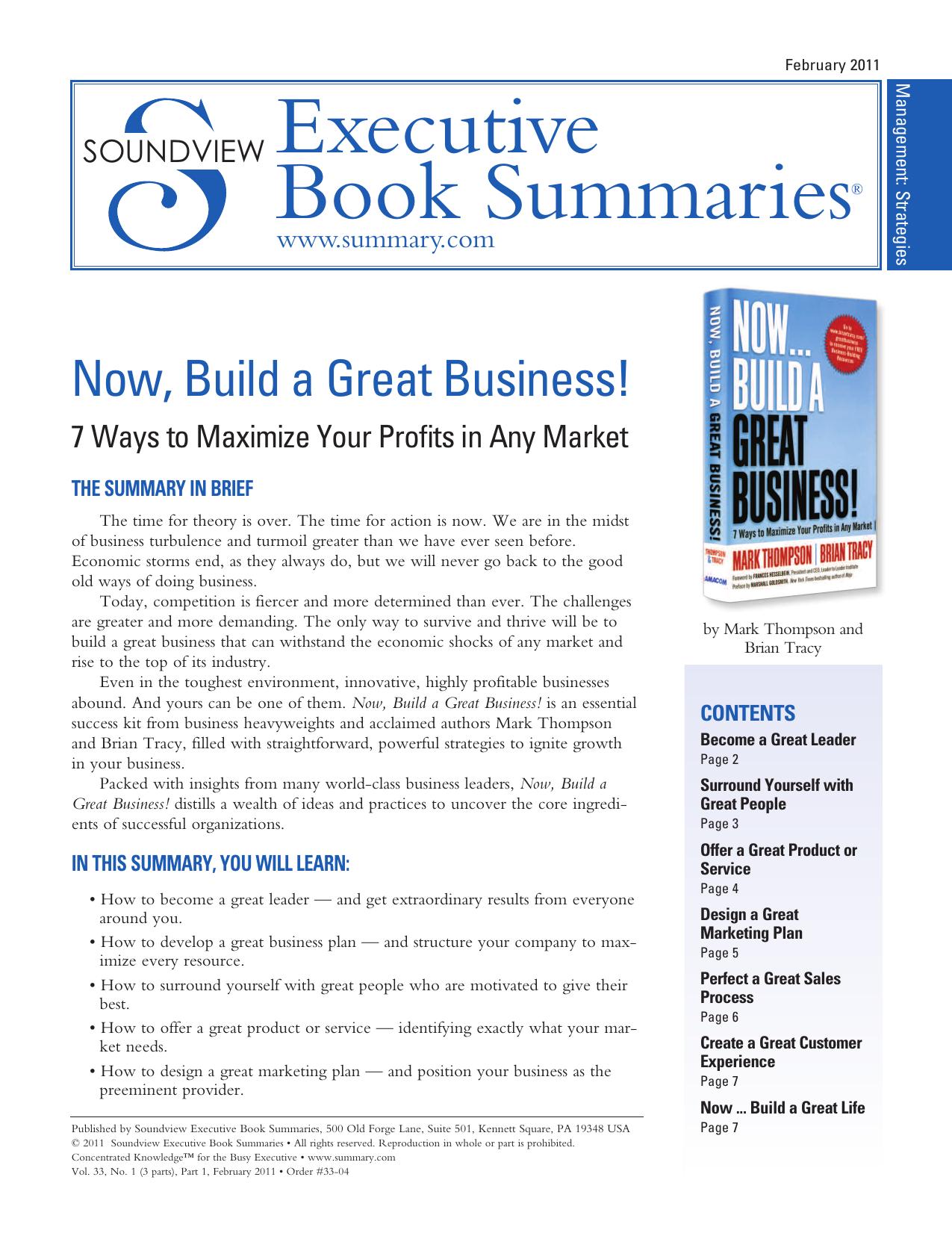 3304 Now, Build a Great Business by Mark Thompson & Brian Tracy