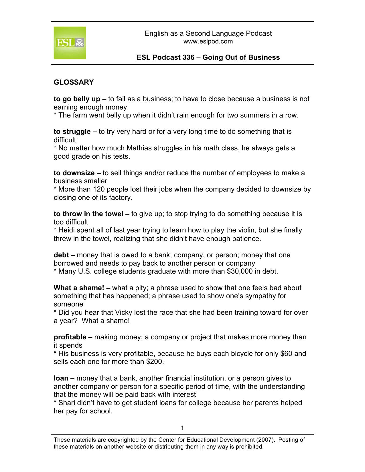 336 Â­ Going Out of Business Edited by Center for Educational Development Inc