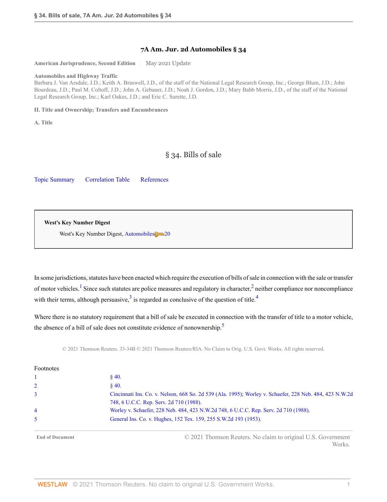 34 Bills of sale by Unknown
