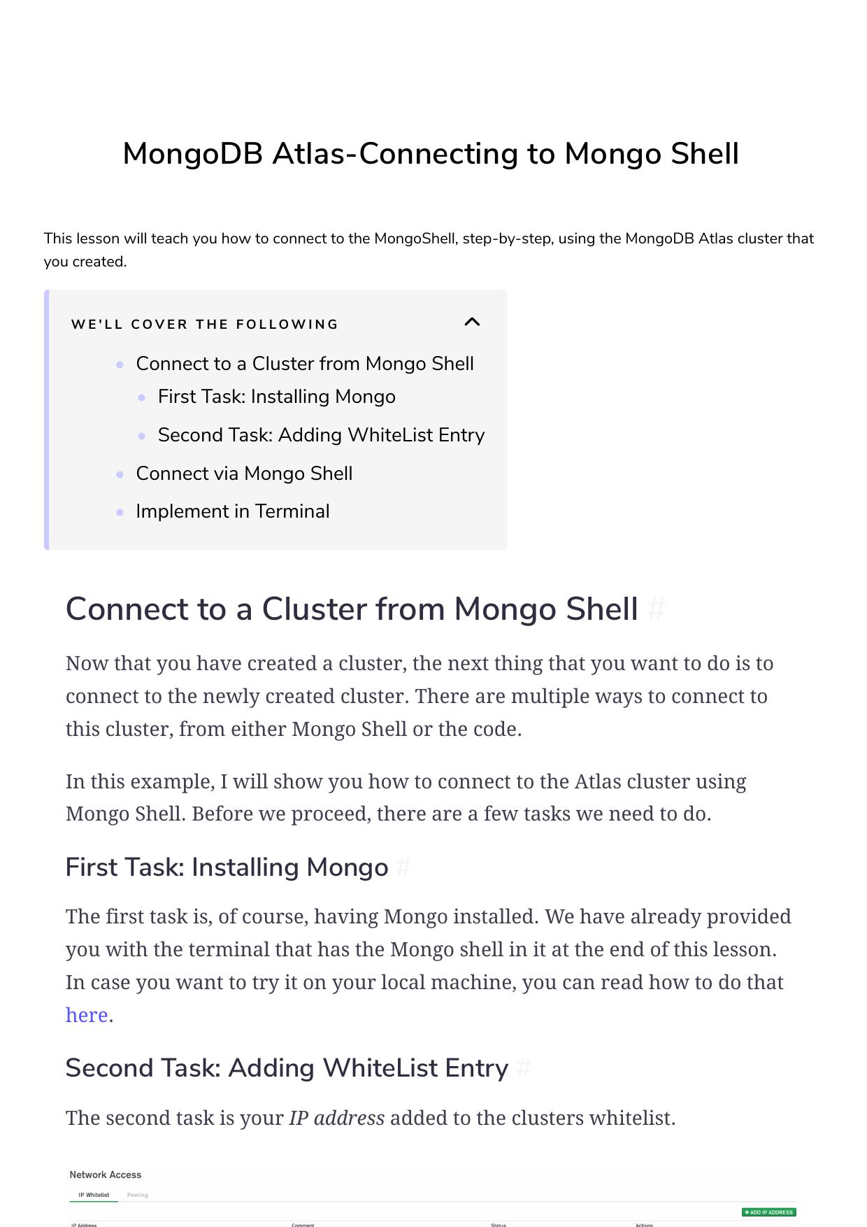 34 MongoDB Atlas Connecting to Mongo Shell by Unknown