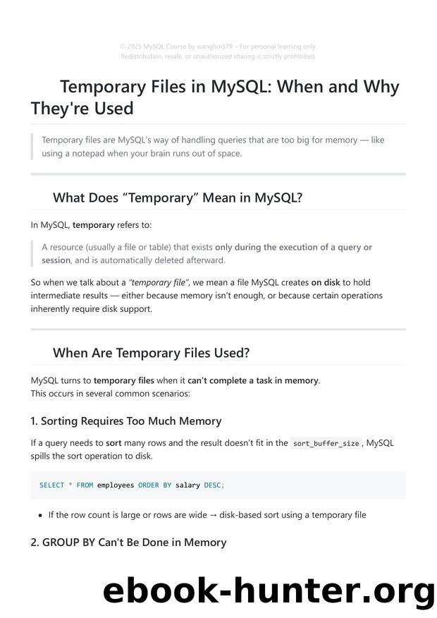 34. Temporary Files in MySQL When and Why They're Used by Unknown