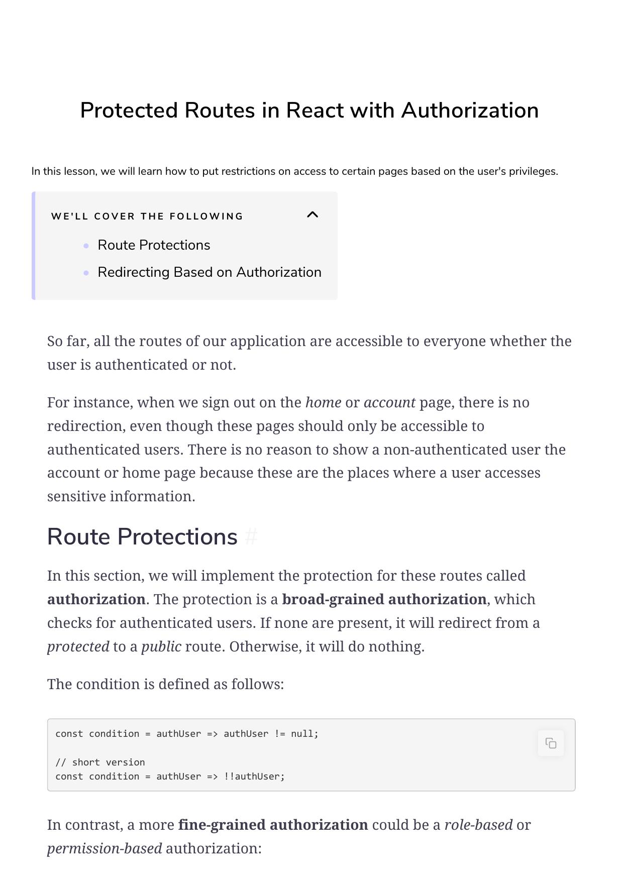 36 Protected Routes in React with Authorization by Unknown
