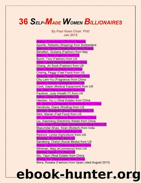 36 Self-made Woman Billionaires: How They Made Their Billions by Chan Paul
