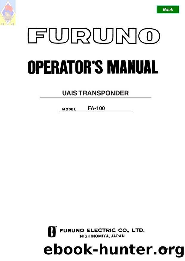 3D  AIS FURUNO FA-100 TRANSPONDER OPERATOR'S MANUAL 78 by Unknown