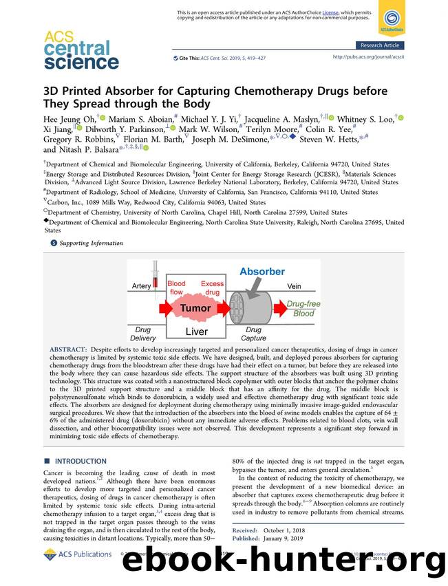 3D Printed Absorber for Capturing Chemotherapy Drugs before They Spread through the Body by unknow