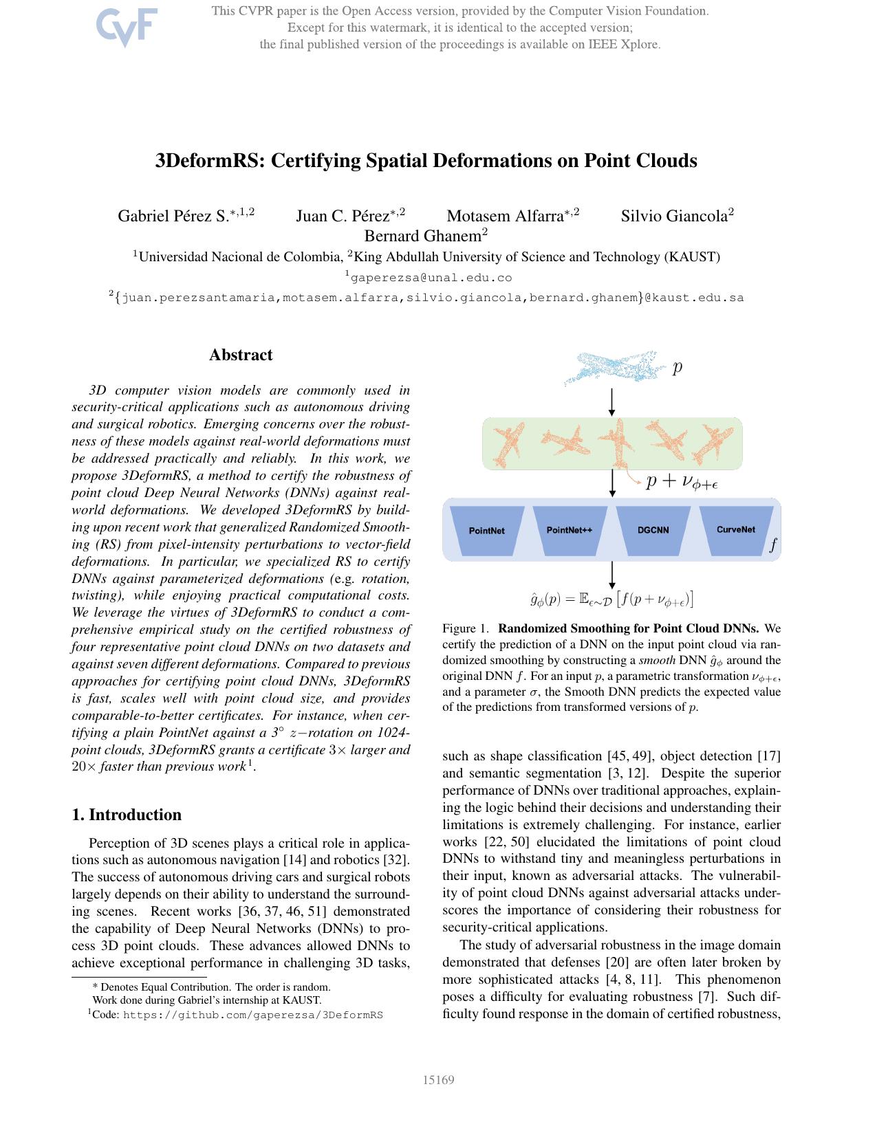 3DeformRS: Certifying Spatial Deformations on Point Clouds by Gabriel Perez S. & Juan C. Perez & Motasem Alfarra & Silvio Giancola & Bernard Ghanem