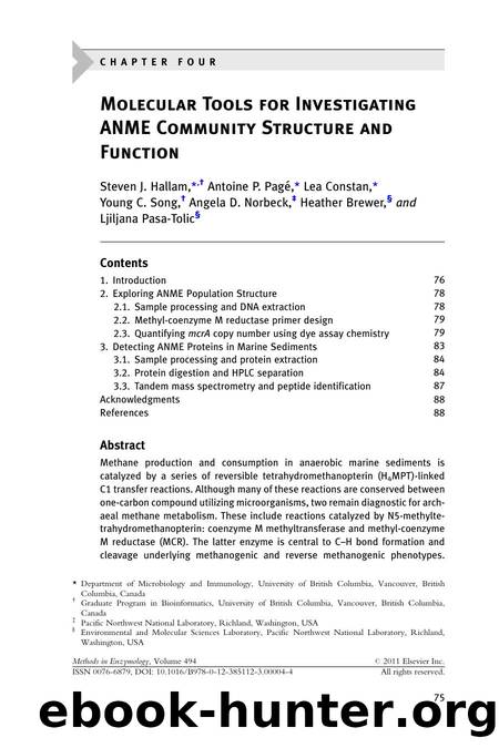 4 - Molecular Tools for Investigating ANME Community Structure and Function by unknow