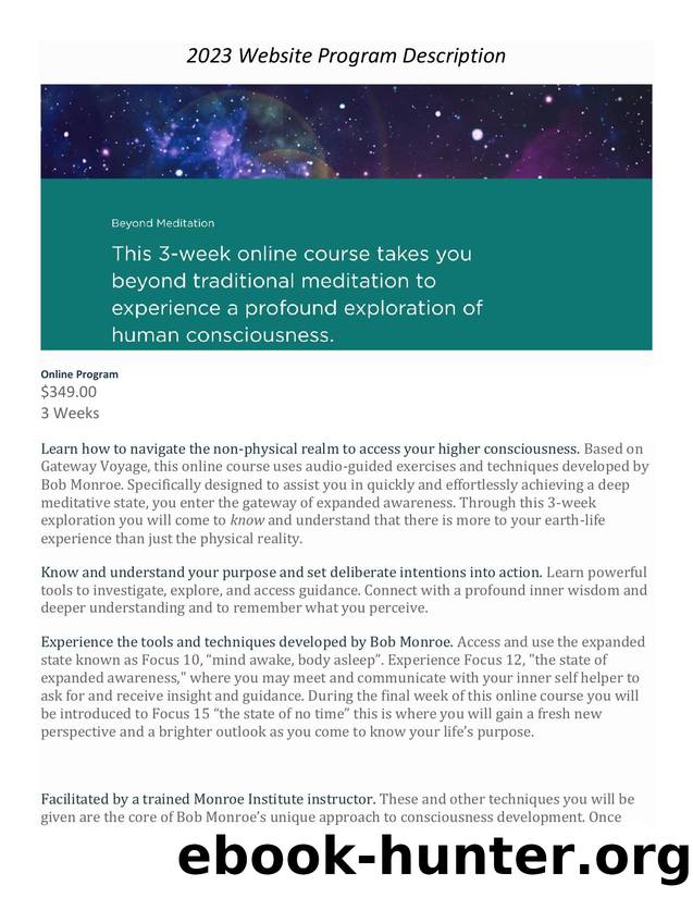 4 Beyond Meditation Online Program (2023 Webpage Program Description) by Susan Smily