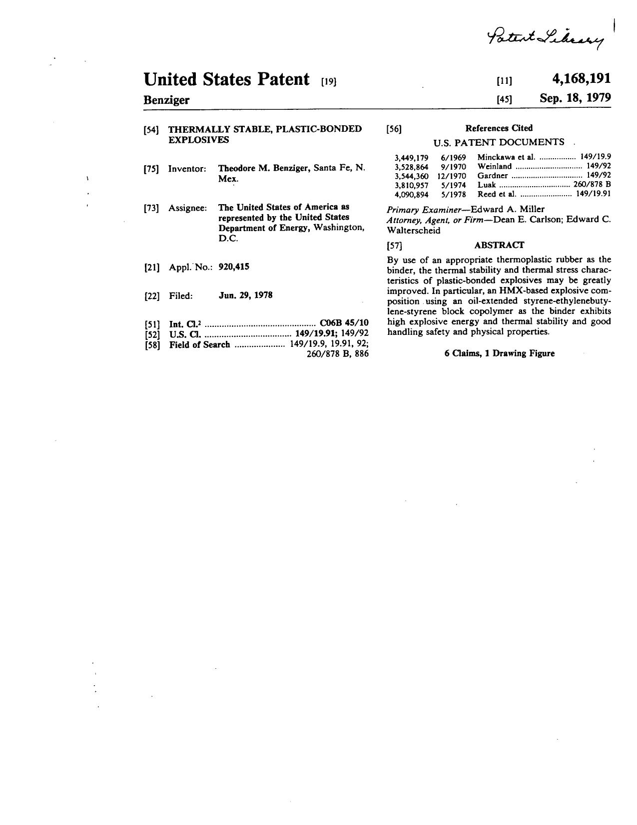 4,168,191 by Theodore M. Benziger