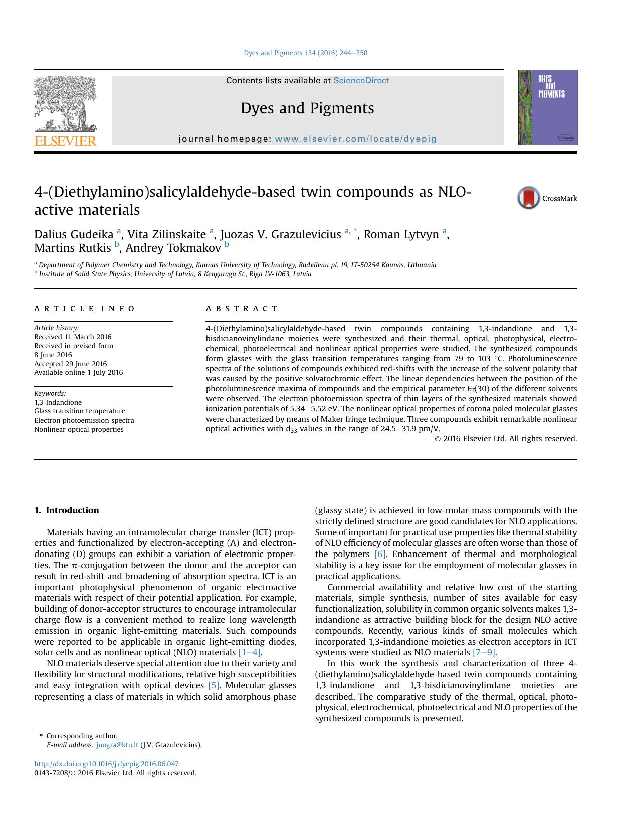 4-(Diethylamino)salicylaldehyde-based twin compounds as NLO-active materials by unknow