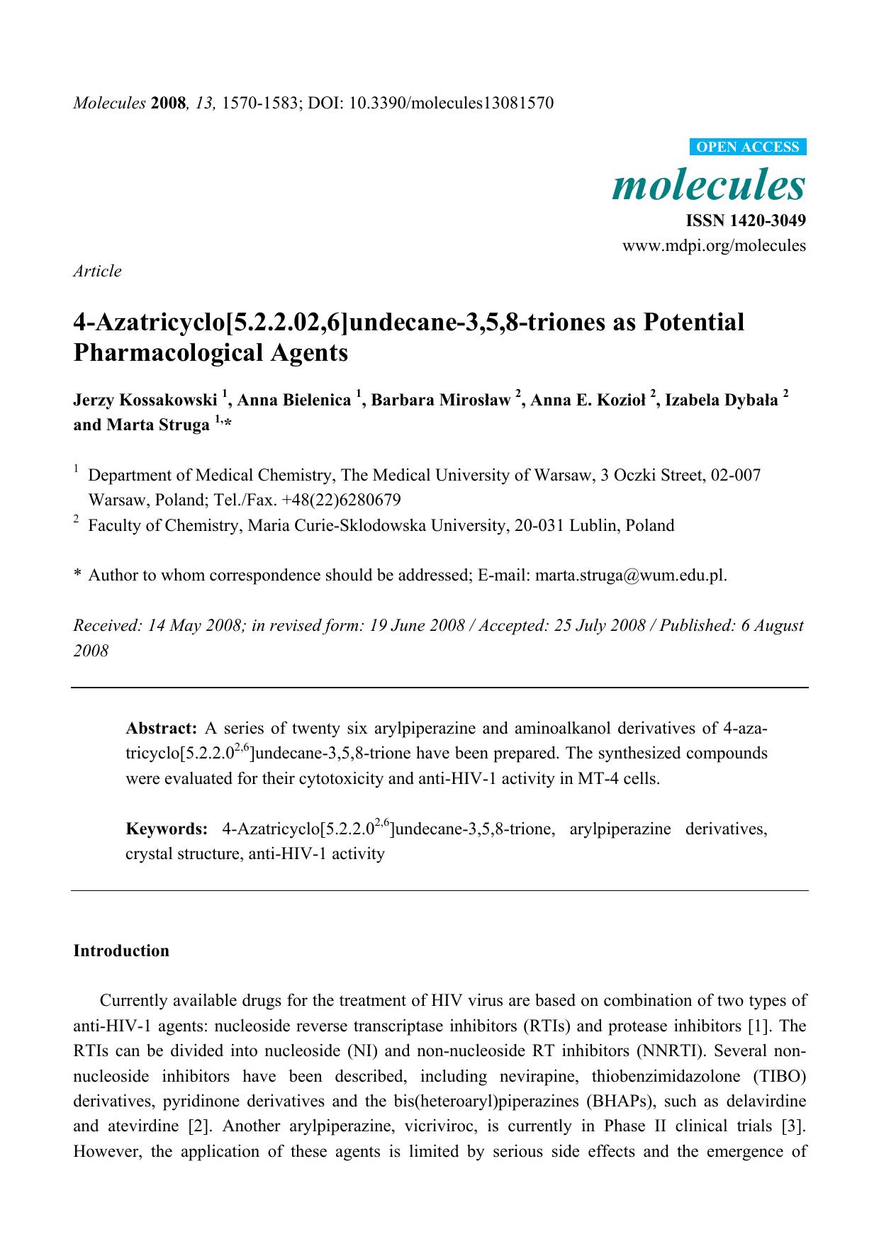 4-Azatricyclo[5.2.2.02,6]undecane-3,5,8-triones as Potential Pharmacological Agents by unknow