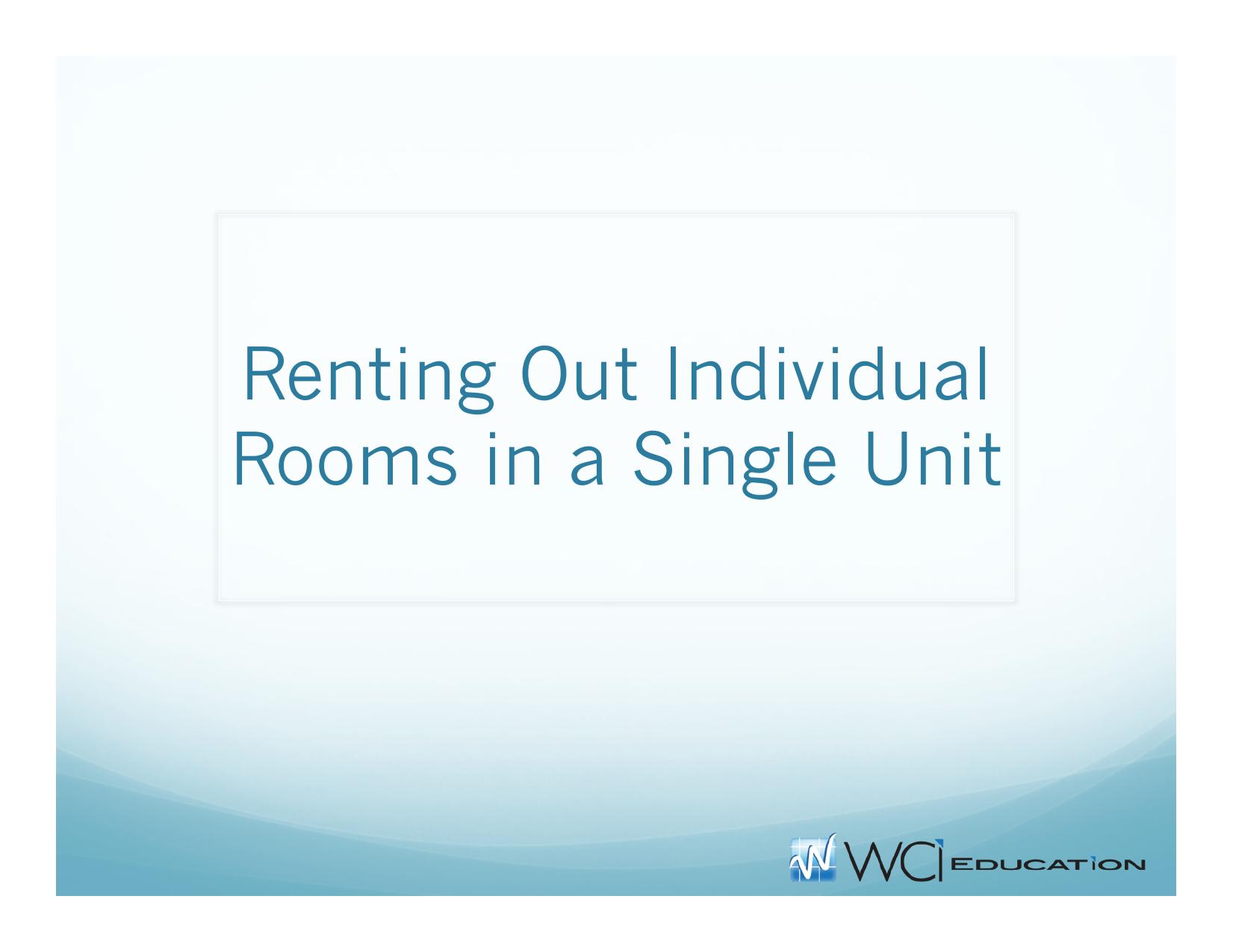 4.1 Single Unit Multiple Rooms by WCI Education