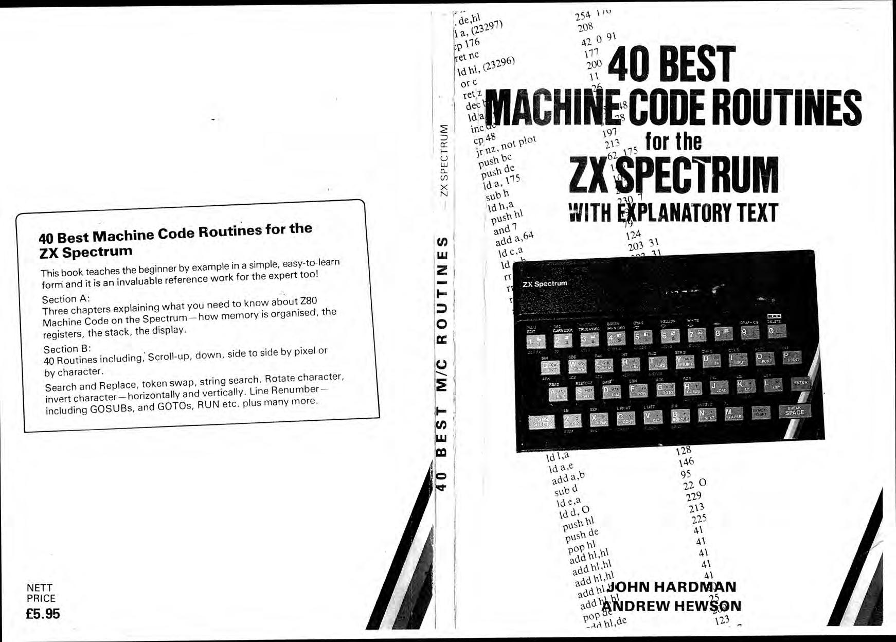 40 Best Machine Code Routines for the ZX Spectrum by Hardman John; Hewson Andrew