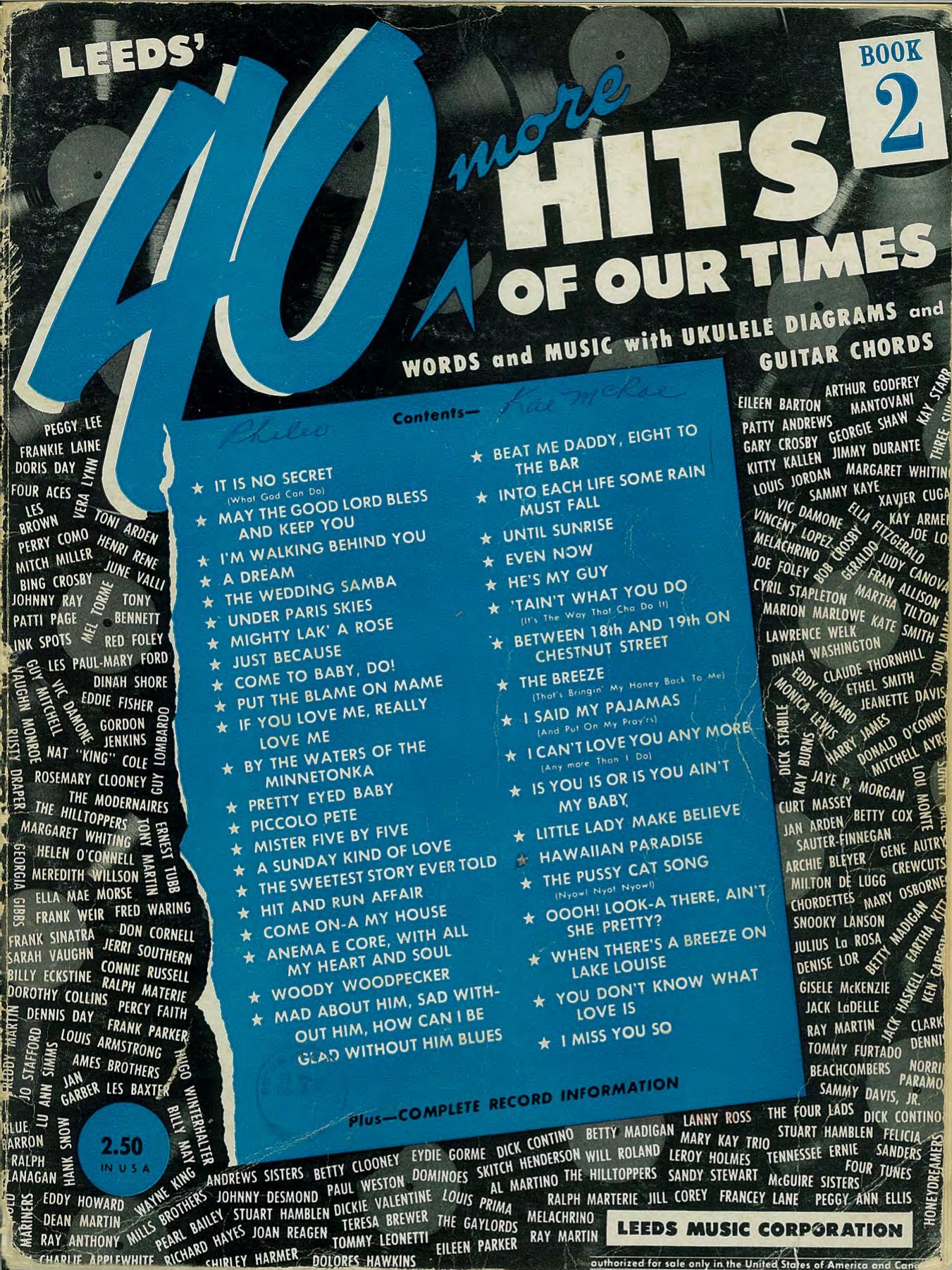 40 More Hits of Our Times, Book 2 by Leeds Music Corporation