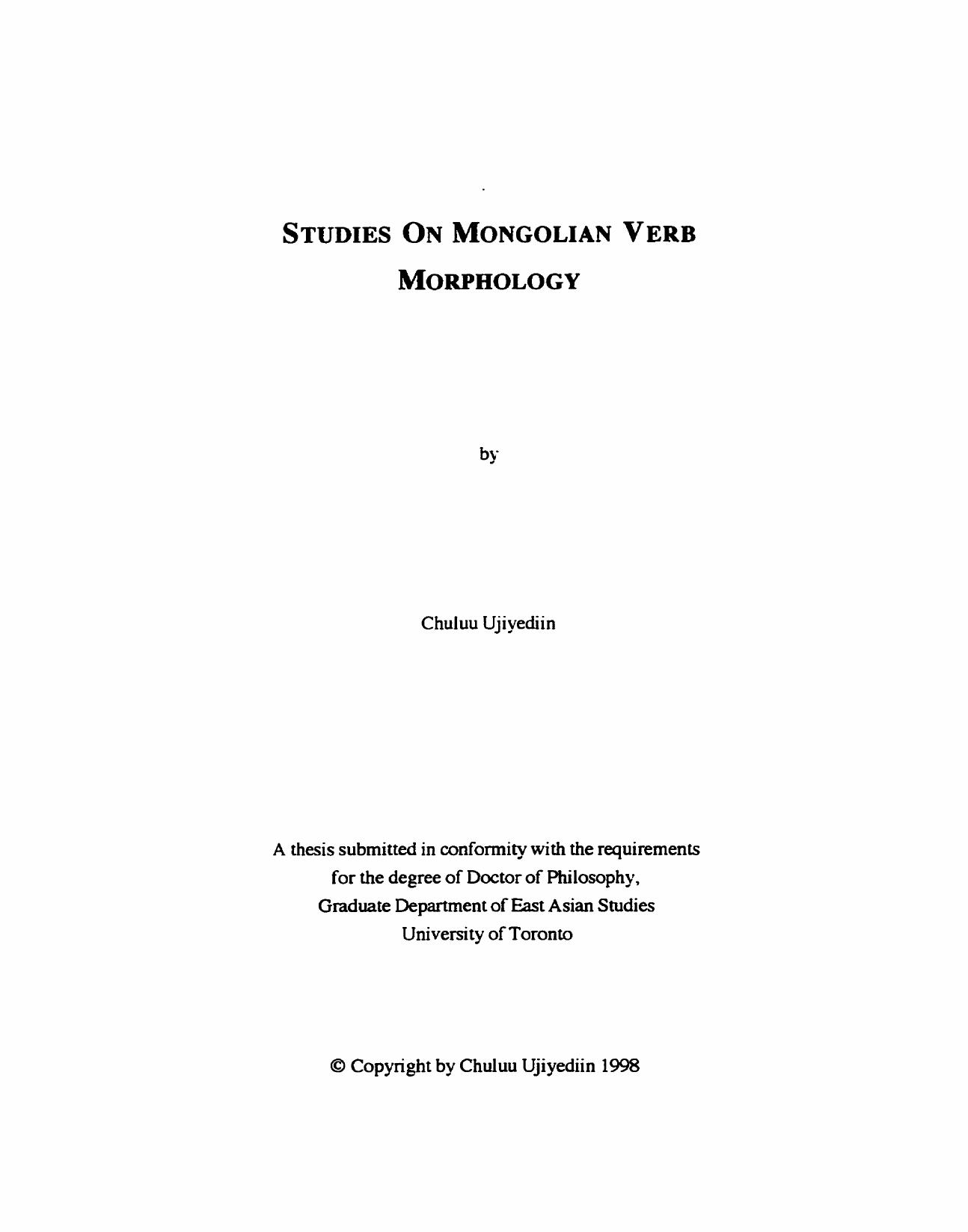 40 Studies on Mongolian Verb Morphology by Unknown