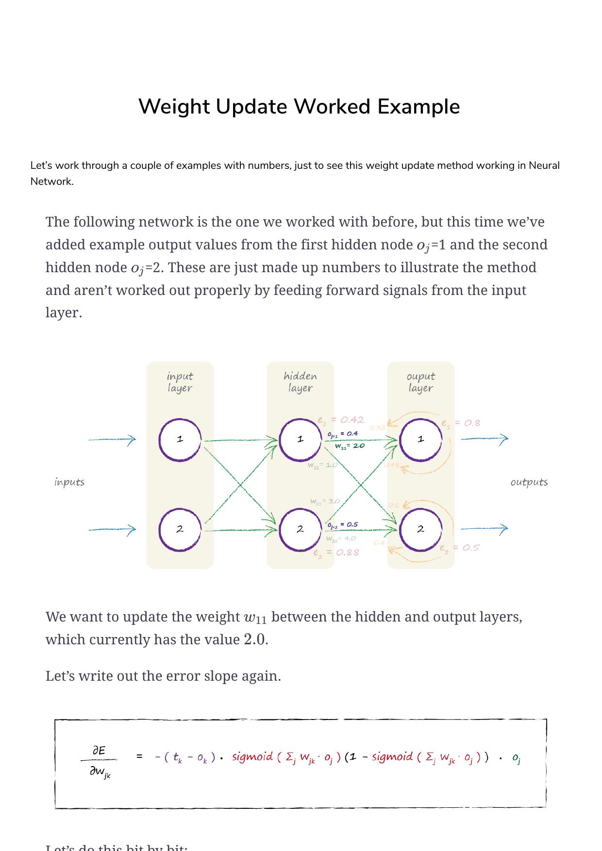 40 Weight Update Worked Example by Unknown