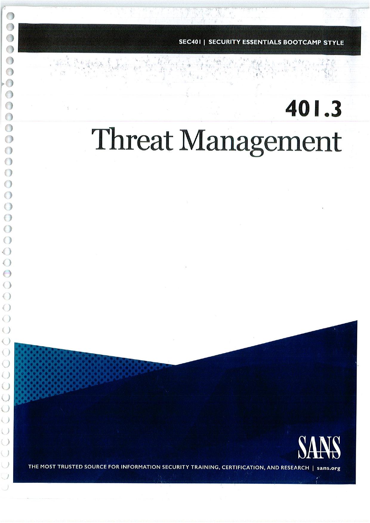 401.3 â Threat Management by Secure Anchor Consulting
