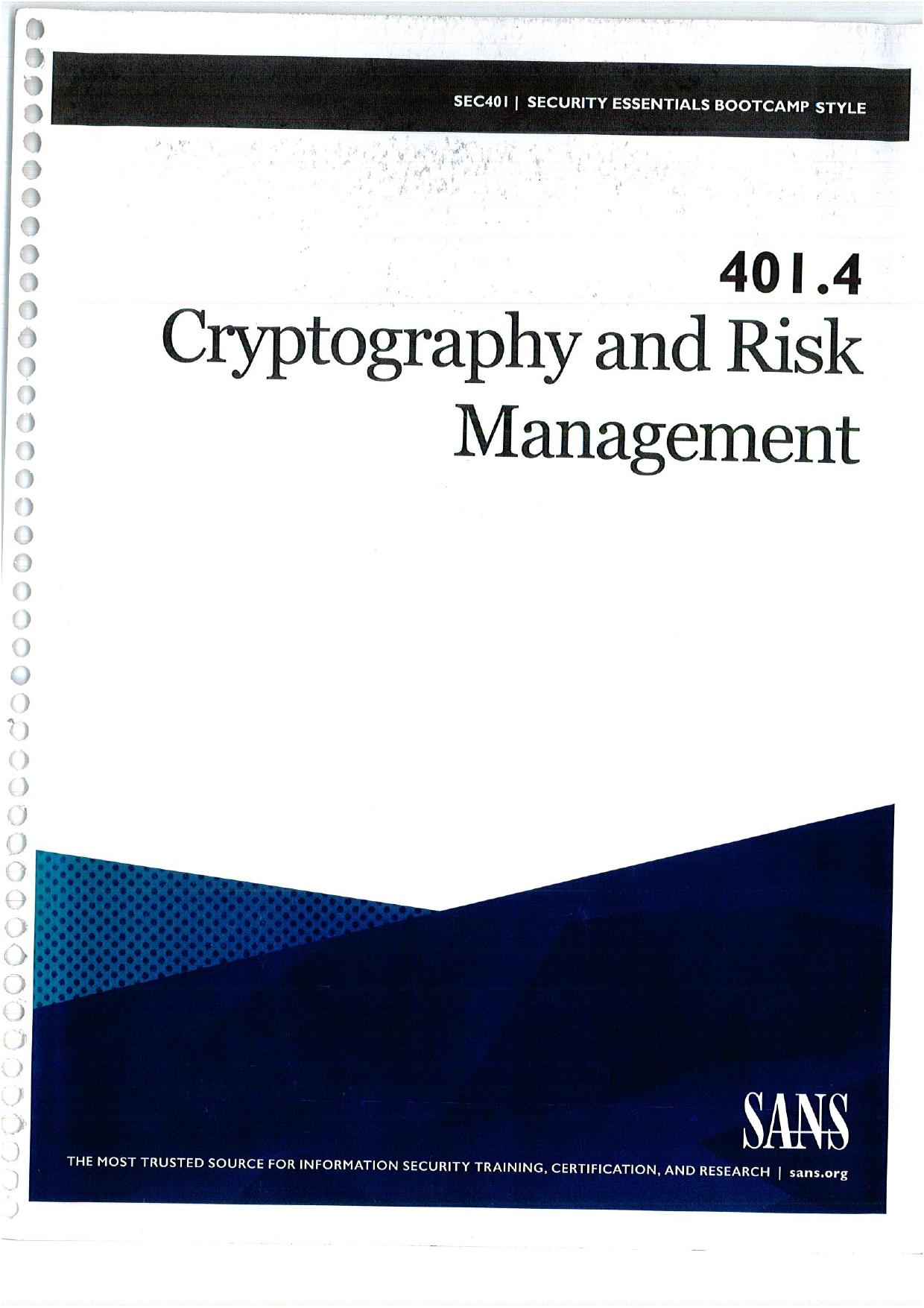 401.4 â Cryptography and Risk Management by Secure Anchor Consulting