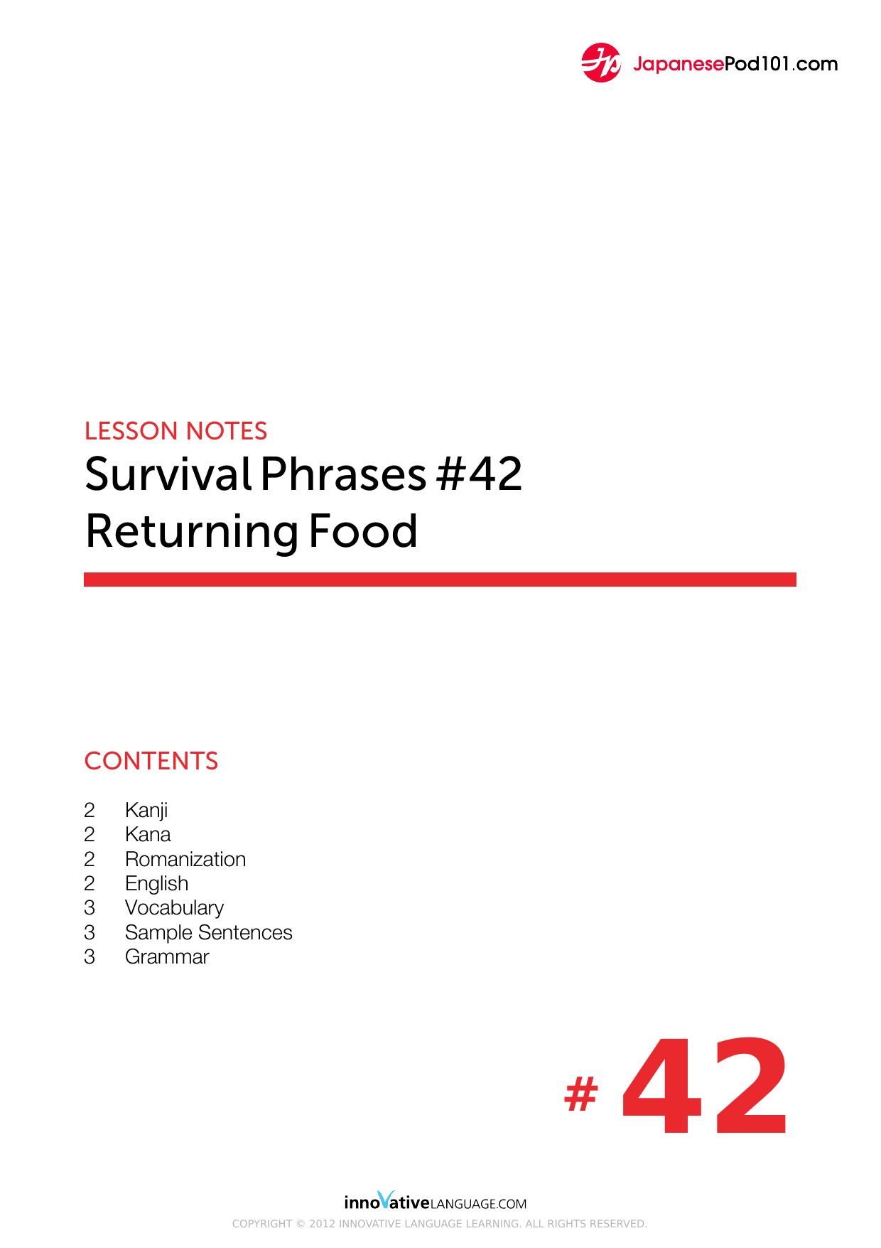 42. Returning Food by Lesson Notes