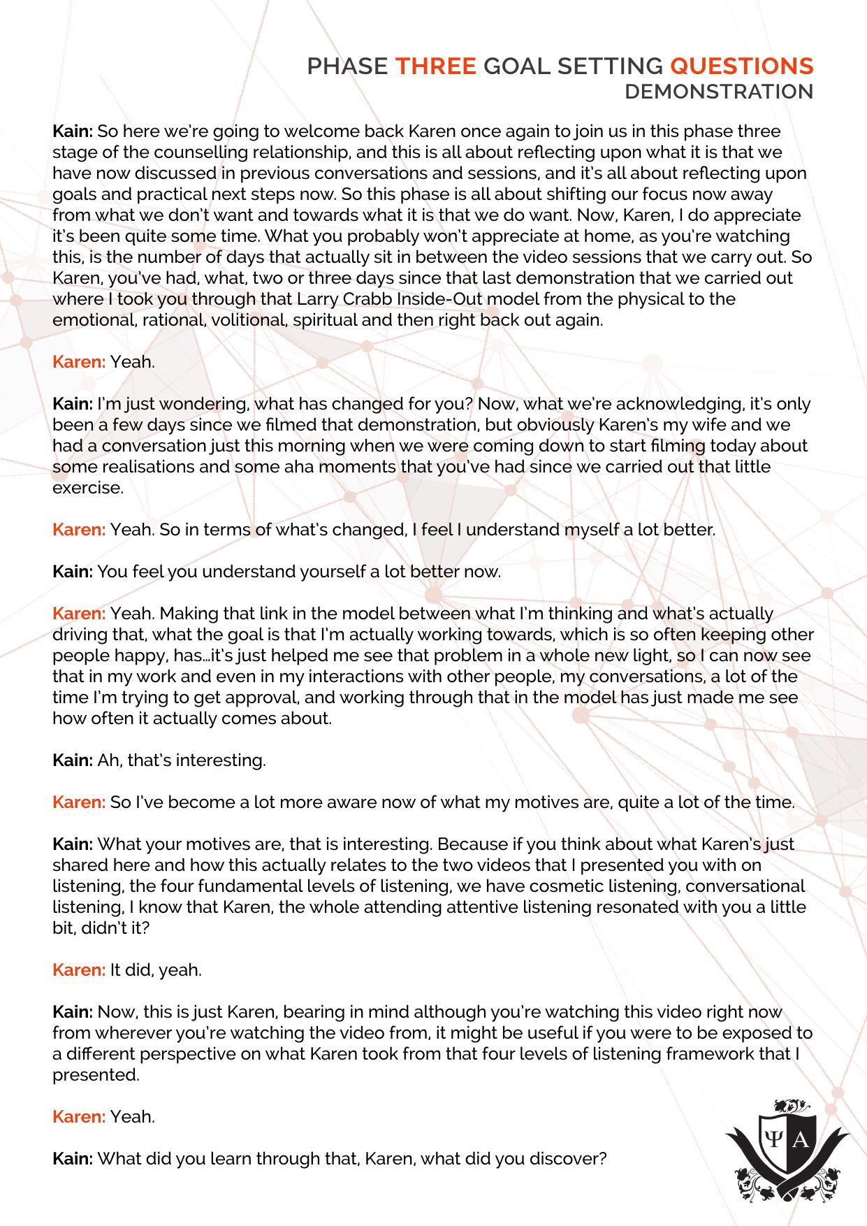 45.2 Phase Three Goal Setting Questions (Demonstration) by unknow