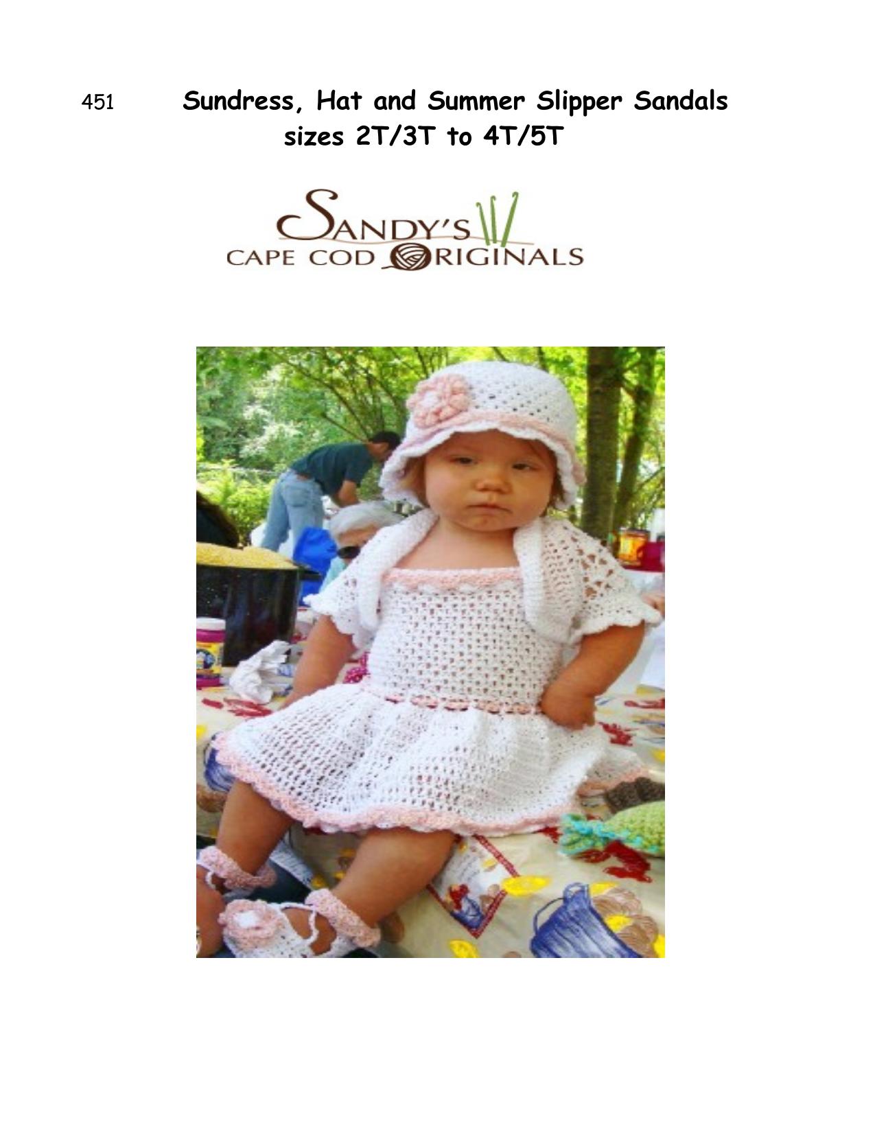 451 sundress sunhat and summer slipper sandals by Sandra Powers