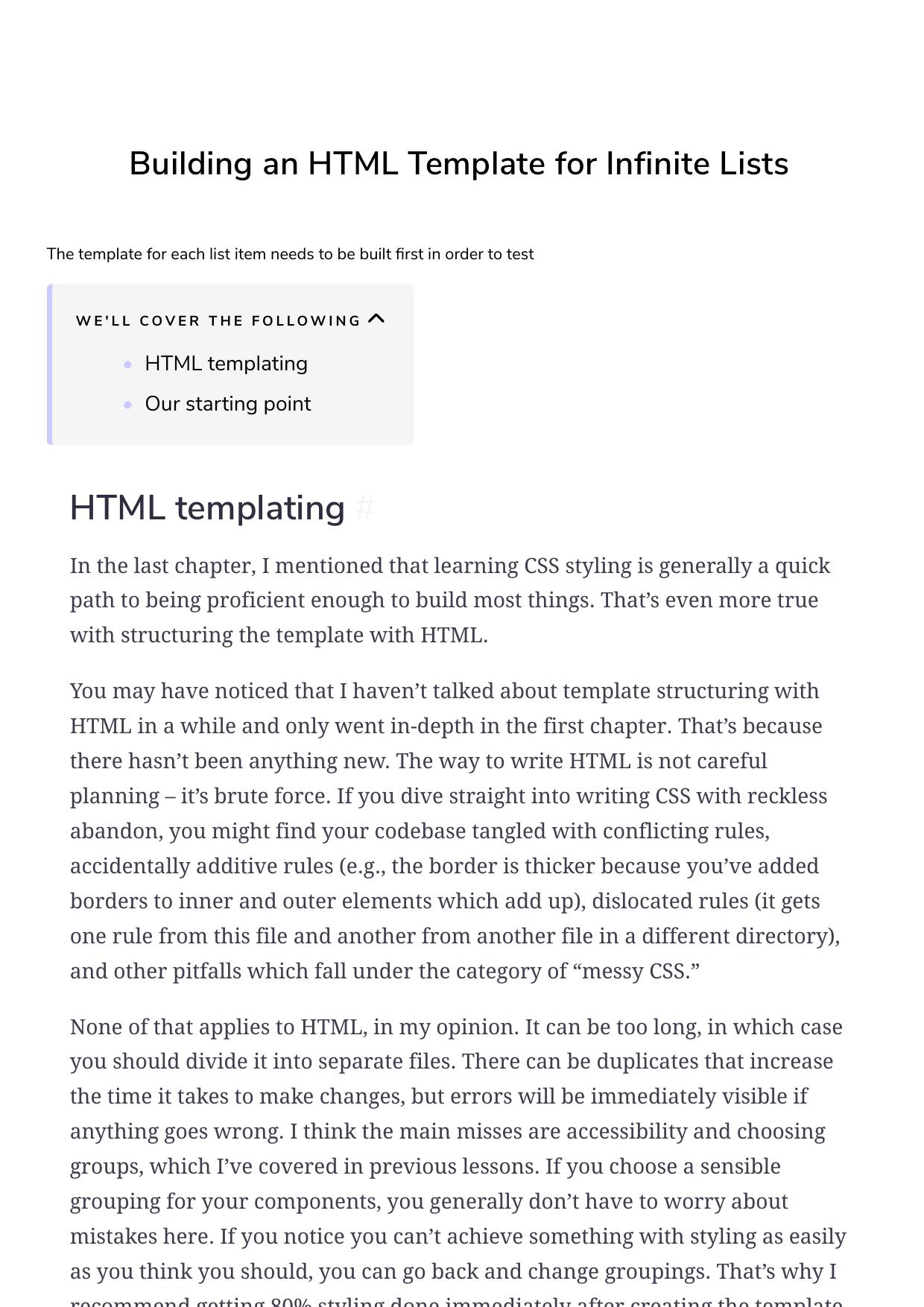 48 Building an HTML Template for Infinite Lists by Unknown