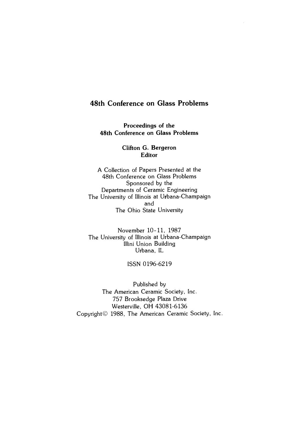 48th Conference on Glass Problems (1988) by 4<8=8AB@0B>@