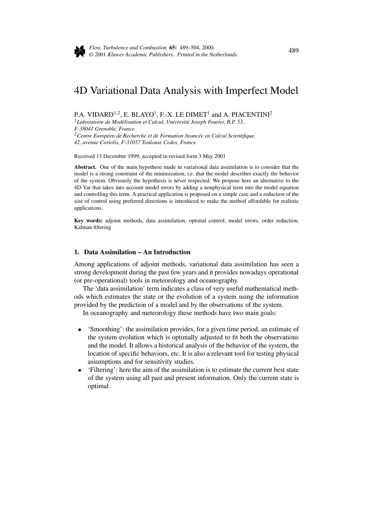 4D Variational Data Analysis with Imperfect Model by Unknown