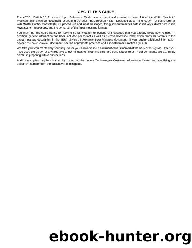 4ESS Switch 1B Processor Input Reference Guide by Unknown