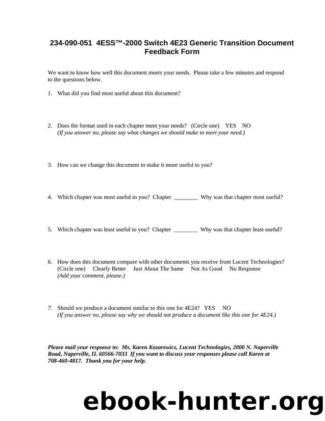 4ESS-2000 SWITCH 4E23 GENERIC TRANSITION DOCUMENT by Unknown