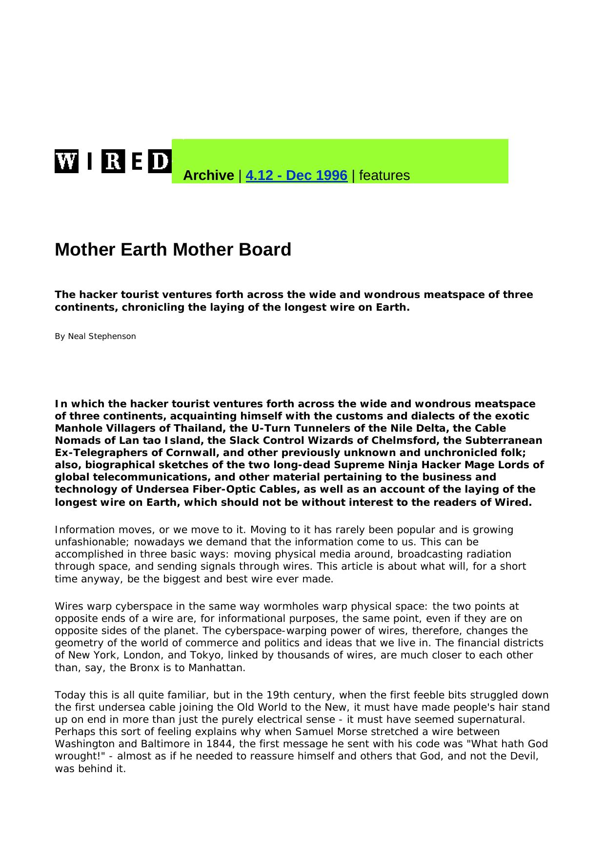 4_12 Mother Earth Mother Board by Neal Stephenson