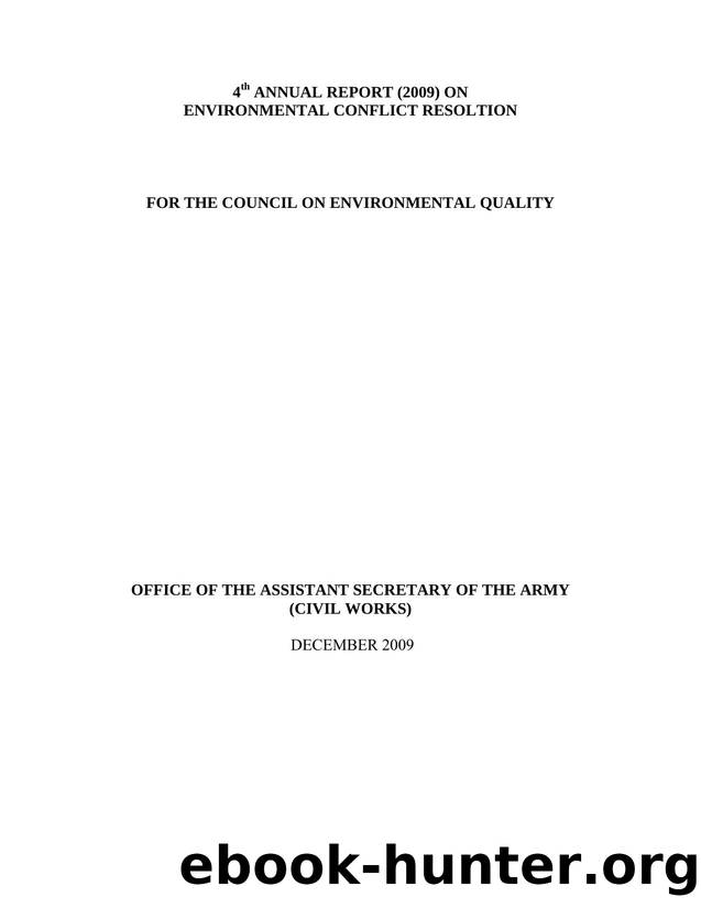 4th Annual Report on Environmental Conflict Resolution by U.S. Army Corps of Engineers Institute for Water Resources