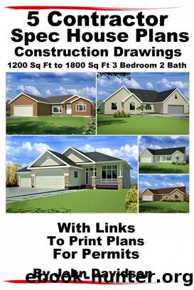 5 Contractor Spec House Plans Blueprints Construction Drawings 1200 Sq Ft to 1800 Sq Ft 3 Bedroom 2 Bath by John Davidson