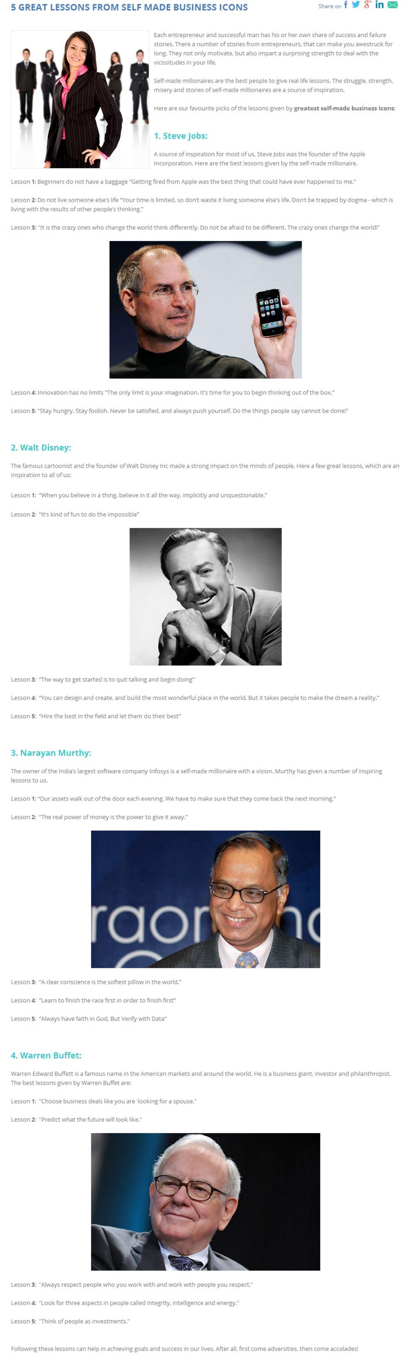 5 Great Lessons From Self Made Business Icons by Unknown