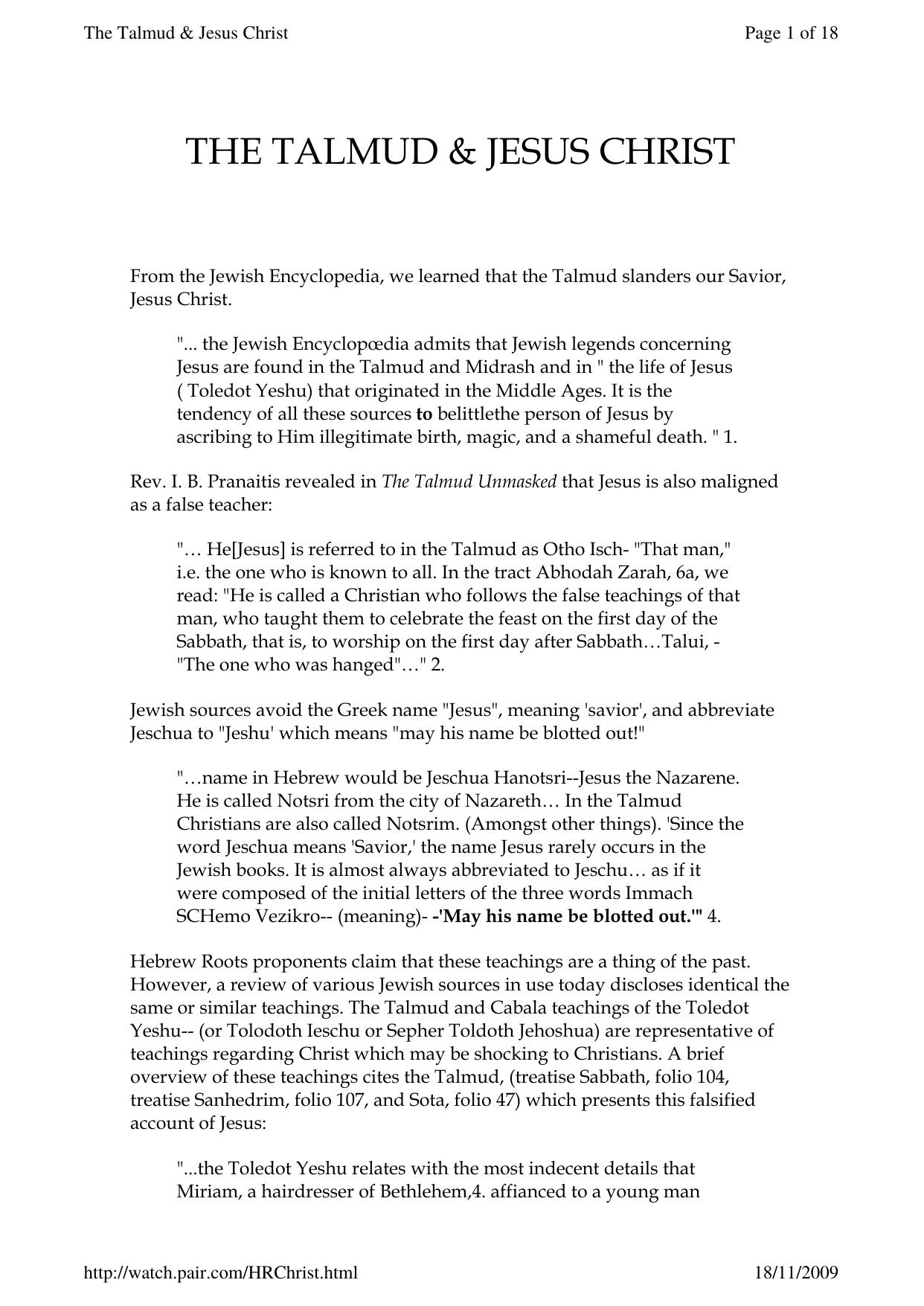 5- The Talmud & Jesus Christ by Unknown