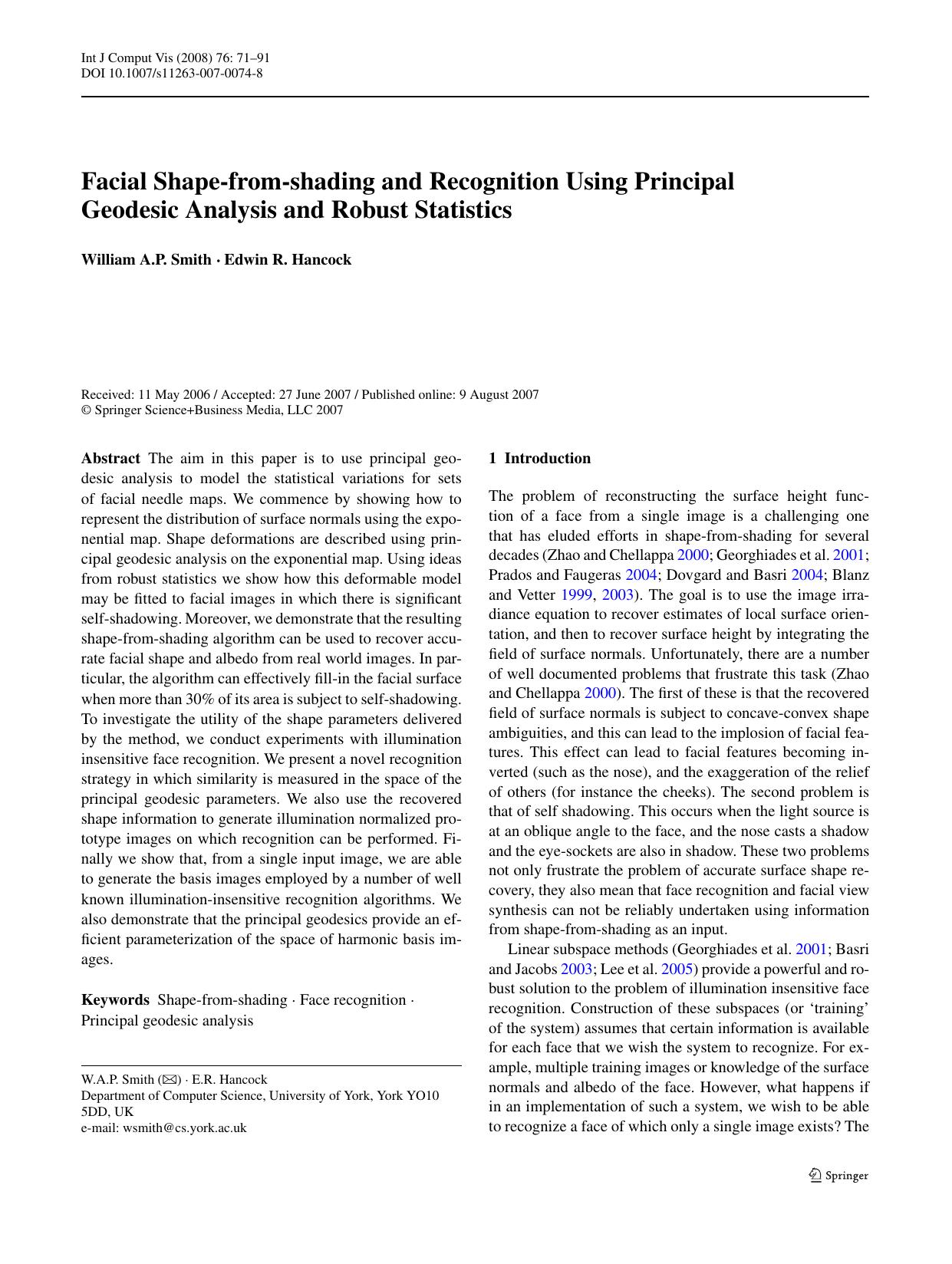 5-Facial Shape-from-shading and Recognition Using Principal Geodesic Analysis and Robust Statistics by Unknown