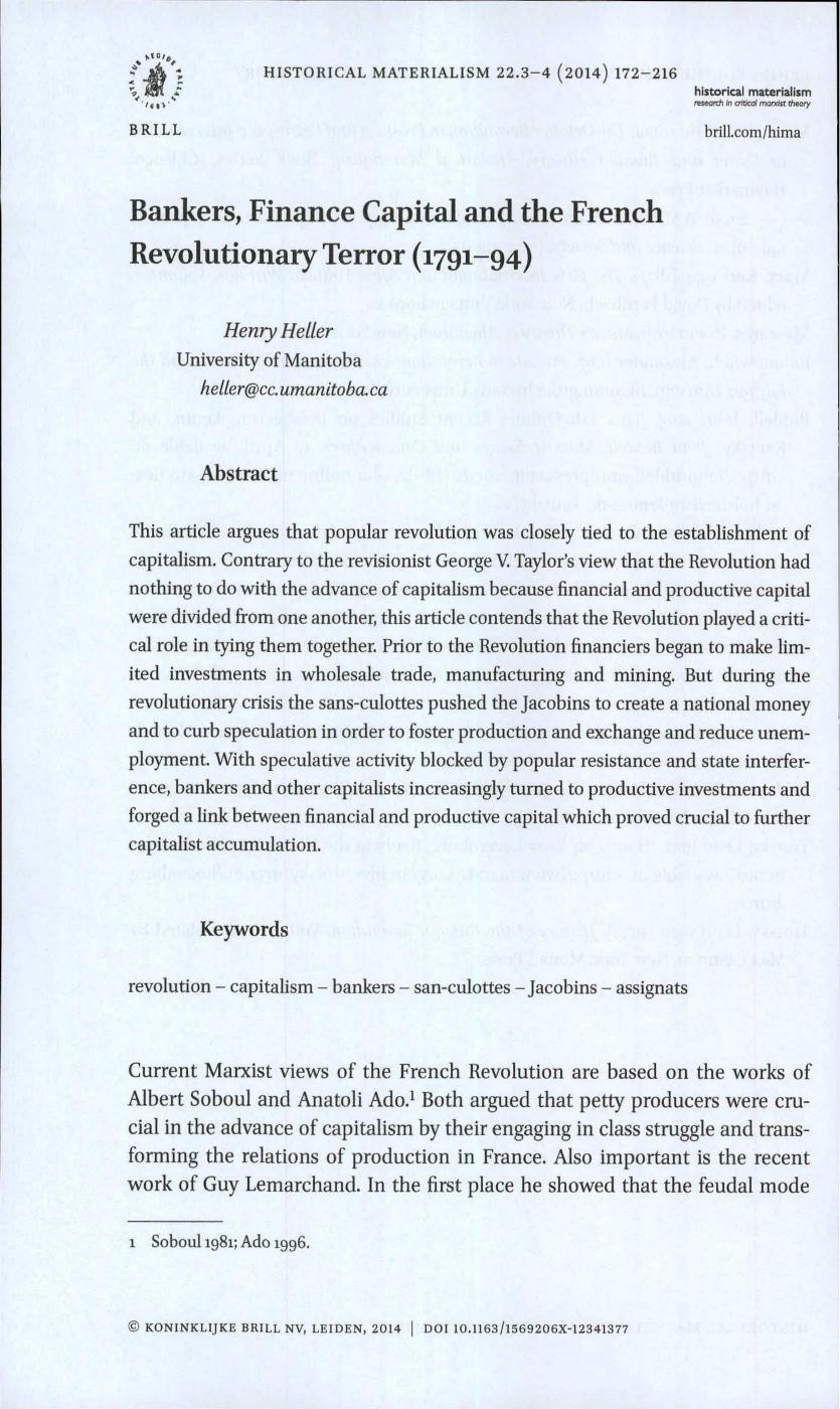 5. Henry Heller by Bankers Finance Capital & the French Revolutionary Terror (1791–94)
